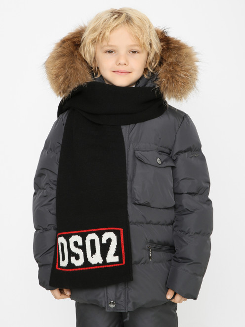 Шарф из смешанной шерсти с логотипом Dsquared2 - МодельВерхНиз