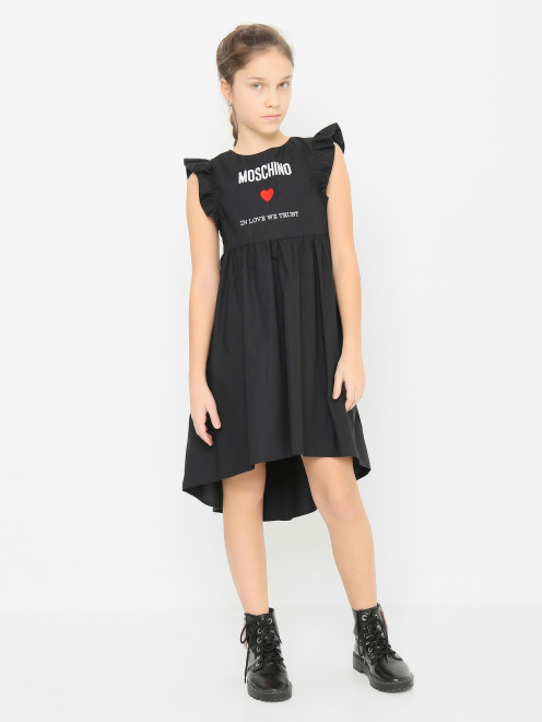 Хлопковое платье с вышивкой Moschino - МодельОбщийВид