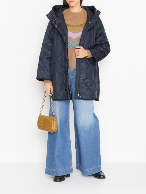 Удлиненная стеганая куртка с поясом Weekend Max Mara - МодельОбщийВид