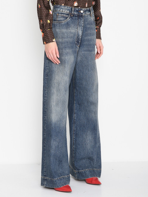 Широкие джинсы с контрастной отстрочкой Etro - МодельВерхНиз
