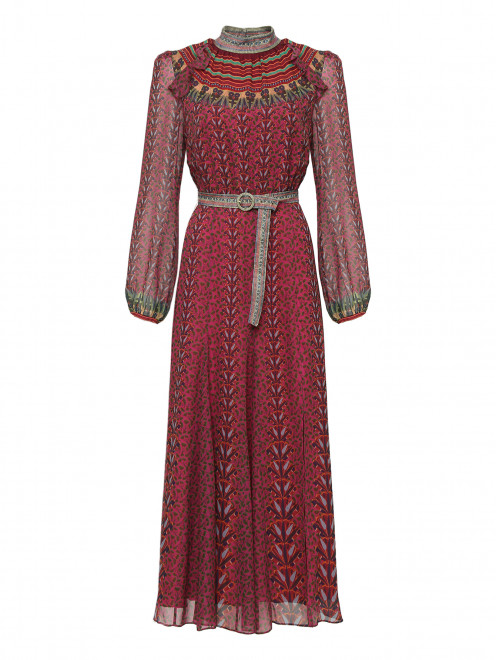 Шелковое платье с цветочным узором Saloni - Общий вид