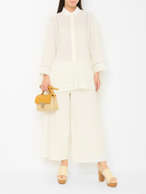 Блуза с шитьем изо льна Marina Rinaldi - МодельОбщийВид