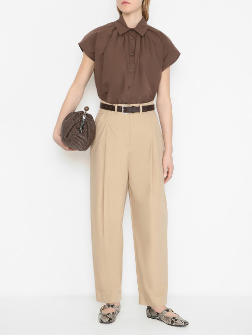 Блуза из хлопка с короткими рукавами Weekend Max Mara - МодельОбщийВид