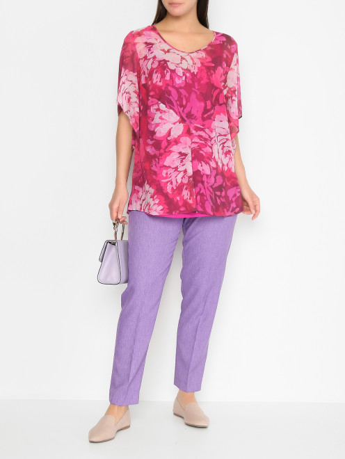 Блуза с узором и короткими рукавами Marina Rinaldi - МодельОбщийВид