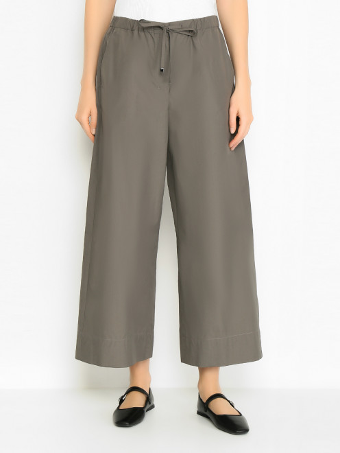 Хлопковые брюки на резинке Max Mara - МодельВерхНиз