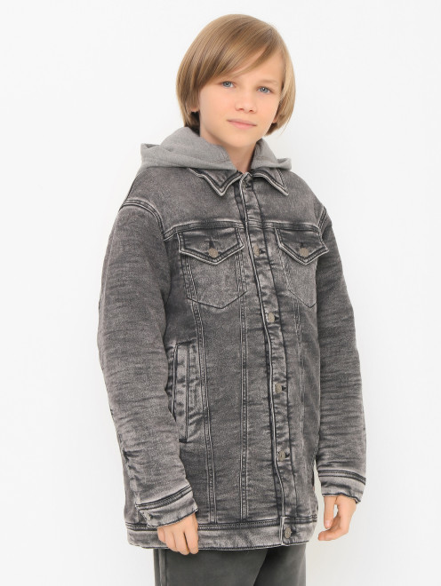 Утепленная куртка с эффектом денима N21 - МодельВерхНиз