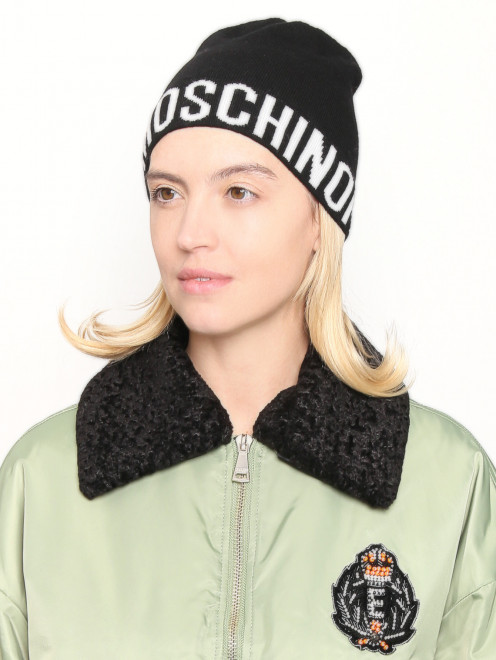 Шапка из смешанной шерсти с логотипом Moschino - МодельОбщийВид