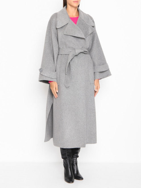 Пальто из шерсти с поясом Luisa Spagnoli - МодельВерхНиз