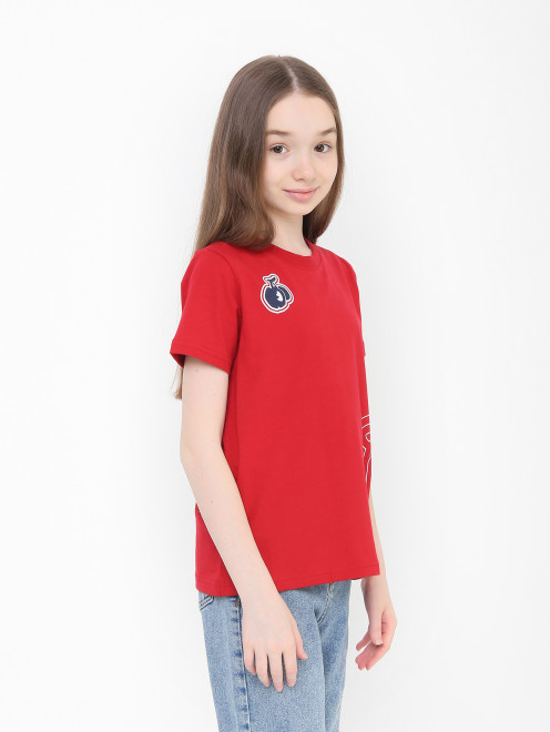 Хлопковая футболка с принтом BOSCO - МодельВерхНиз