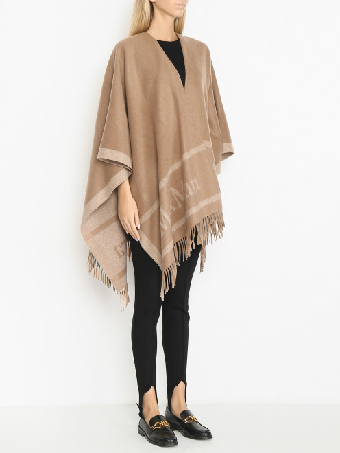Пончо из шерсти с логотипом Max Mara - МодельВерхНиз
