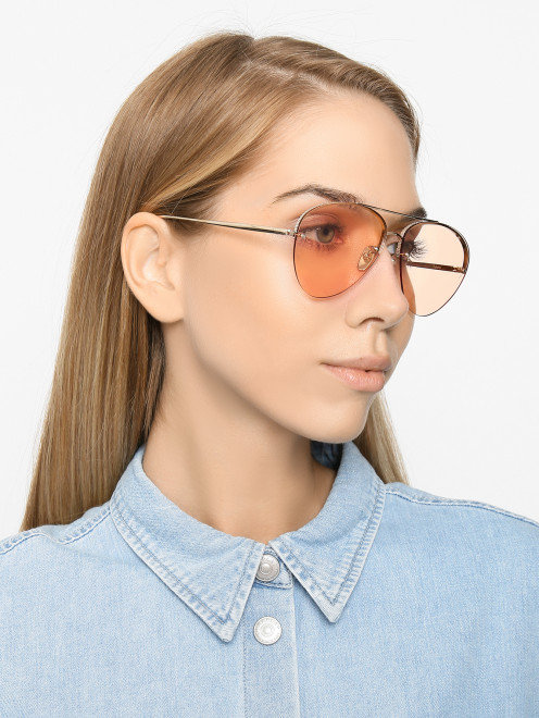 Солнцезащитные очки в металлической оправе Linda Farrow - МодельОбщийВид