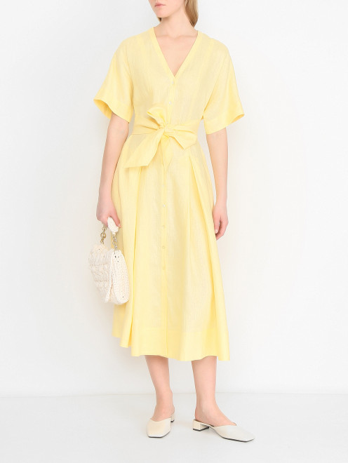 Платье из льна с поясом Weekend Max Mara - МодельОбщийВид