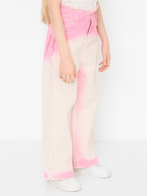 Джинсы из хлопка с бахромой MSGM - МодельВерхНиз