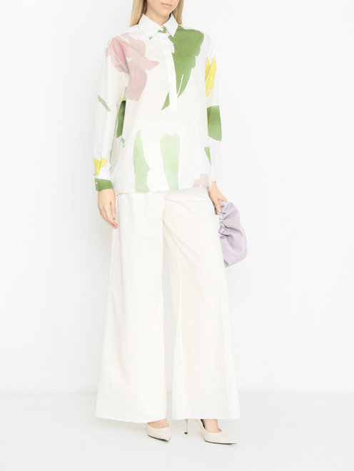 Брюки с защипами из хлопка Max Mara - МодельОбщийВид