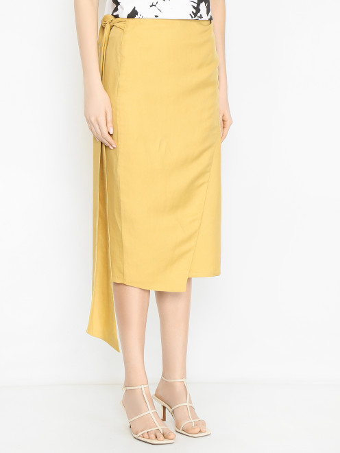 Юбка с запахом из льна и шелка Max Mara - МодельВерхНиз