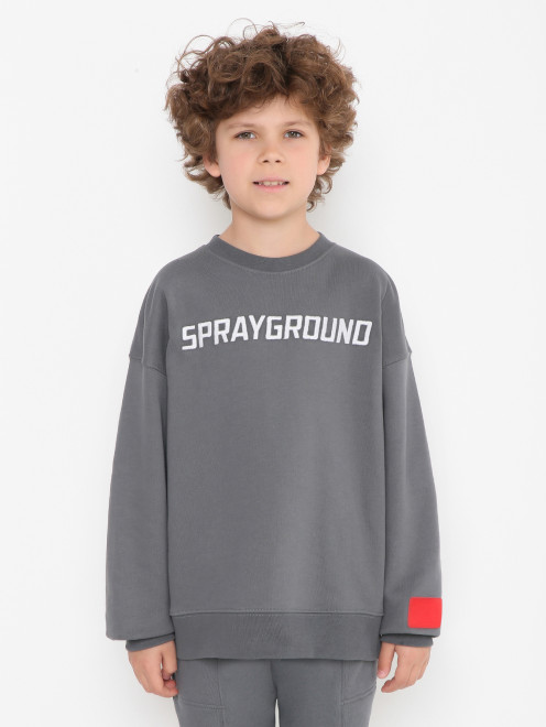 Свитшот из хлопка с вышивкой Sprayground - МодельВерхНиз