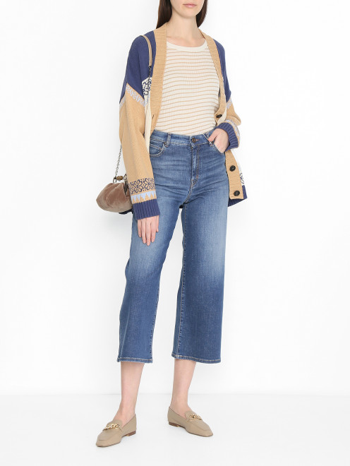 Широкие джинсы из хлопка с потертостями Weekend Max Mara - МодельОбщийВид