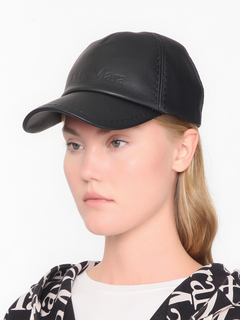Бейсболка из кожи с логотипом Max Mara - МодельОбщийВид