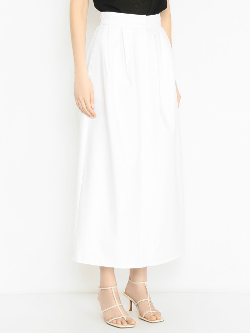 Юбка-миди с защипами из хлопка Max Mara - МодельВерхНиз