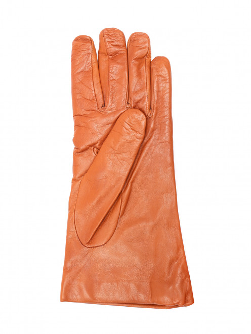 Перчатки из гладкой кожи с логотипом Moschino - Обтравка1