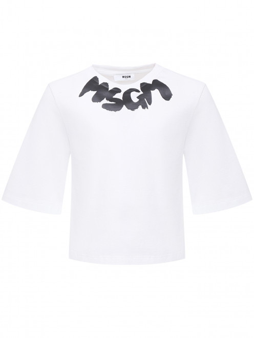 Укороченная футболка с принтом MSGM - Общий вид
