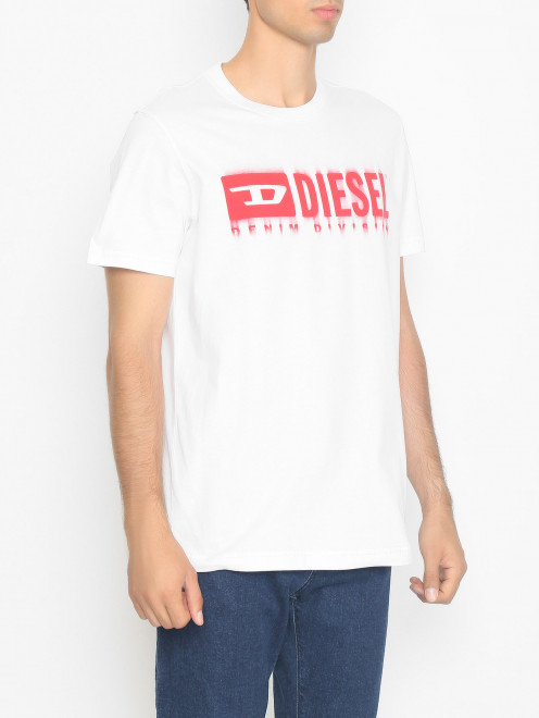 Футболка из хлопка с логотипом Diesel - МодельВерхНиз