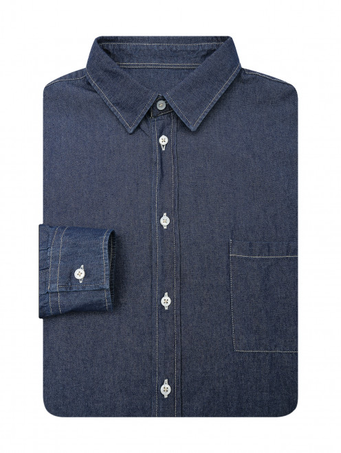 Однотонная рубашка из хлопка с накладным карманом Paolo Pecora - Общий вид