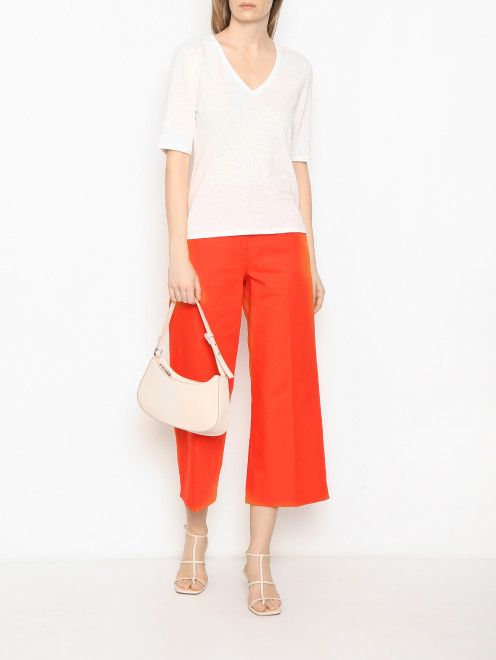 Однотонные брюки из хлопка и льна Weekend Max Mara - МодельОбщийВид
