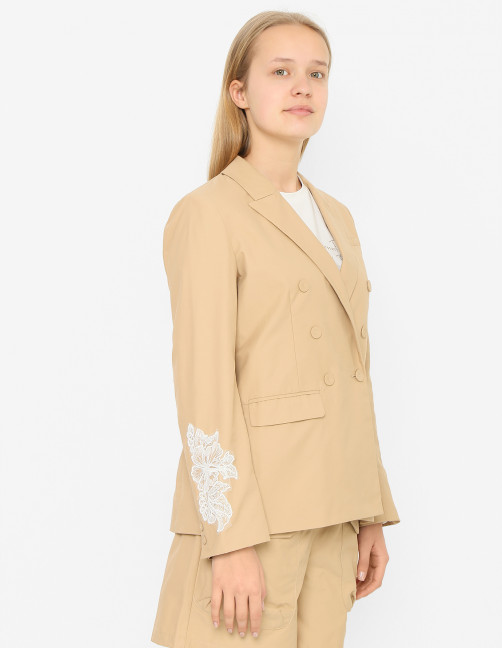 Жакетк из хлопка с кружевом Ermanno Scervino Junior - МодельВерхНиз