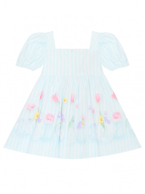 Хлопковое платье в полоску с цветочным узором Lapin House - Обтравка1