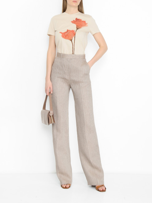 Футболка из хлопка с декором Max Mara - МодельОбщийВид
