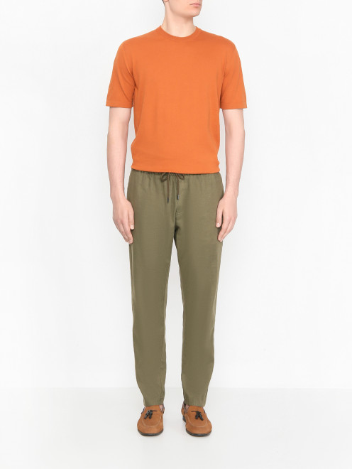 Футболка однотонная из хлопка Piacenza Cashmere 1733 - МодельОбщийВид
