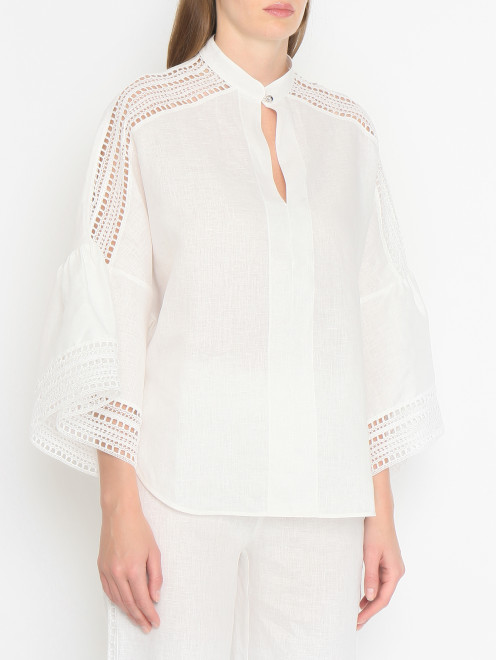 Блуза из льна с вышивкой Ermanno Scervino - МодельВерхНиз