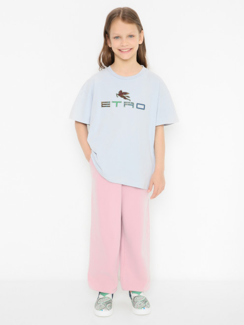 Футболка из хлопка с логотипом Etro - МодельОбщийВид