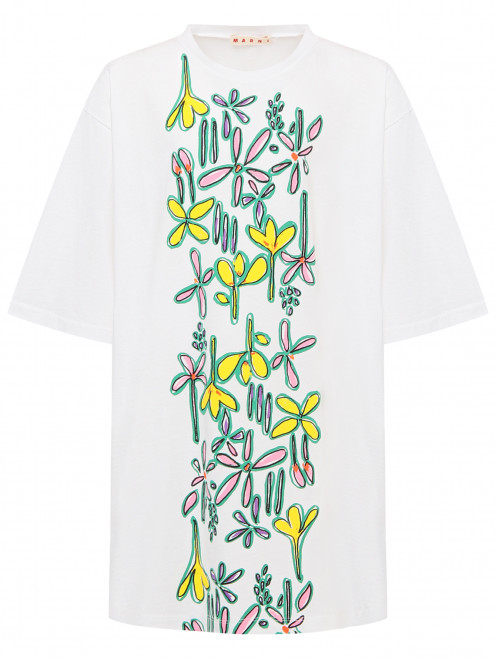 Удлиненная футболка с цветочным принтом Marni - Общий вид