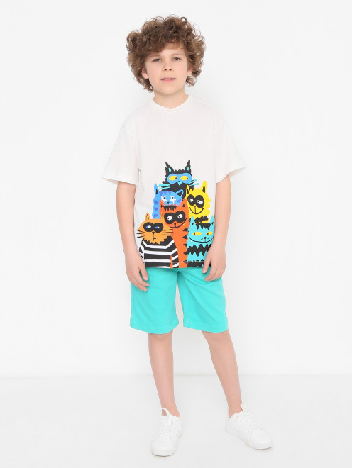 Футболка из хлопка с принтом Stella McCartney kids - МодельОбщийВид