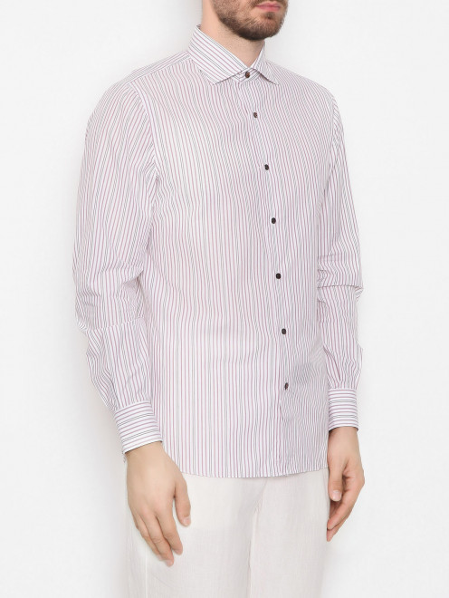 Рубашка из хлопка с узором полоска Isaia - МодельВерхНиз