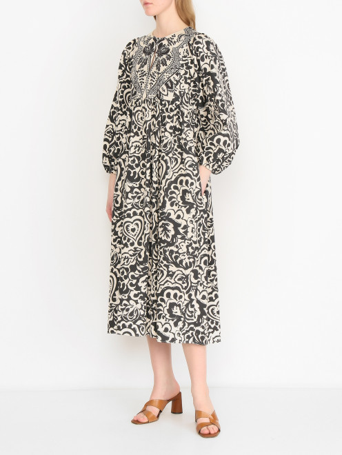 Платье из хлопка с узором Weekend Max Mara - МодельВерхНиз