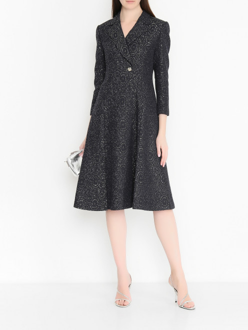 Платье из смесовой шерсти с люрексом и декоротивными пуговицами Ellassay - МодельОбщийВид