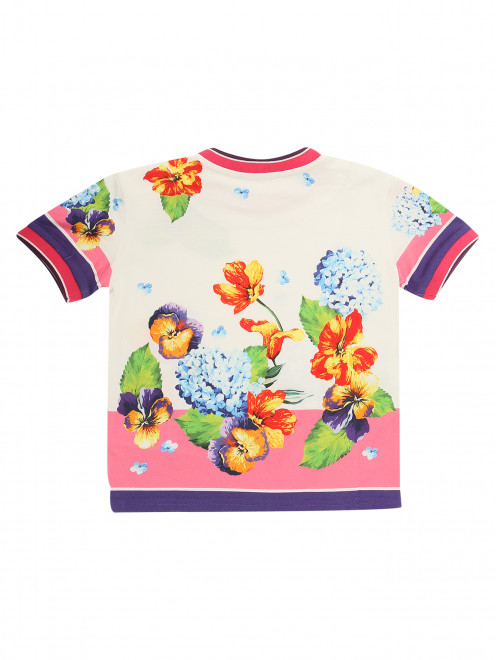 Хлопковая футболка с цветочным узором Dolce & Gabbana - Обтравка1