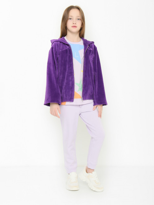 Трикотажные брюки декорированные аппликацией Stella McCartney kids - МодельОбщийВид