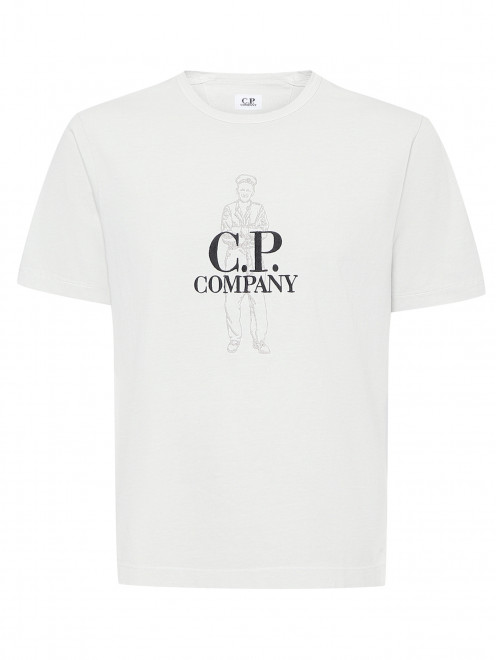 Футболка из хлопка с логотипом C.P. Company - Общий вид