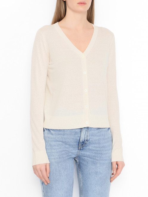 Кардиган из шелка и льна Weekend Max Mara - МодельВерхНиз