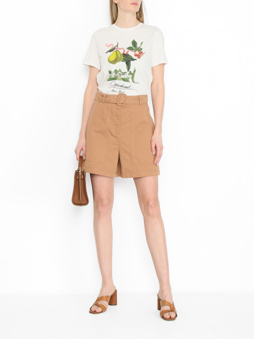 Футболка из хлопка с принтом Weekend Max Mara - МодельОбщийВид