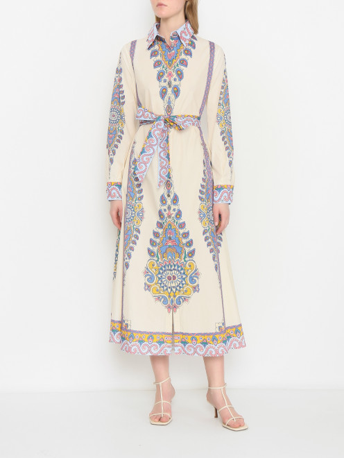 Платье из хлопка с узором Etro - МодельВерхНиз