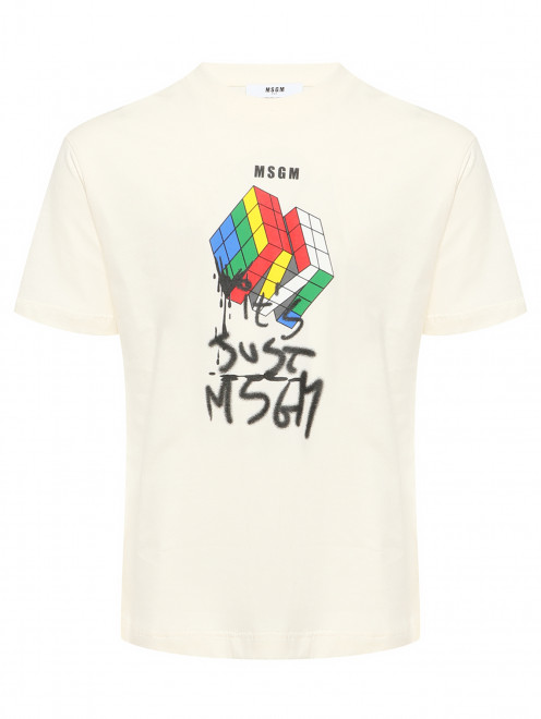 Футболка из хлопка с принтом MSGM - Общий вид