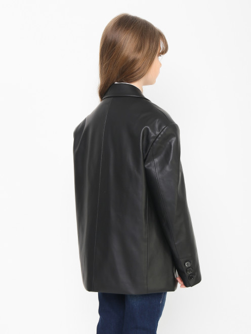 Пиджак из искусственной кожи с карманами MM6 - МодельВерхНиз1