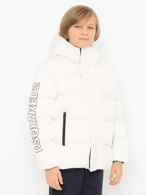 Утепленная куртка с контрастным принтом Dsquared2 - МодельВерхНиз