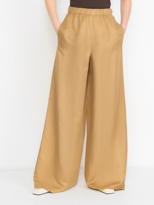 Брюки из льна и шелка на резинке Max Mara - МодельВерхНиз