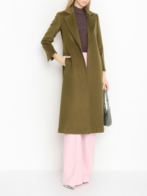Пальто из шерсти с поясом и карманами Max&Co - МодельОбщийВид